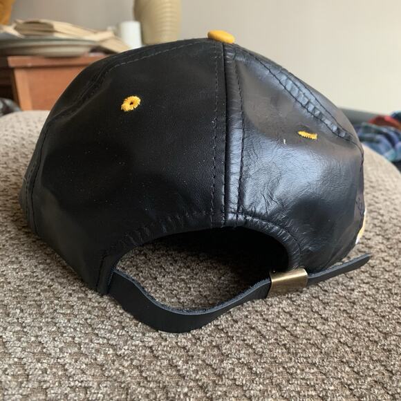 Cat Racing Leather Hat Adjustable Strap Vintage Made In USA #22 Ward Burton - Picture 5 of 9